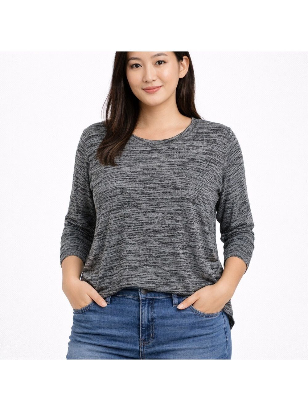 Old Navy Soft and comfortable long-sleeved crew-neck sweater grey charcoal